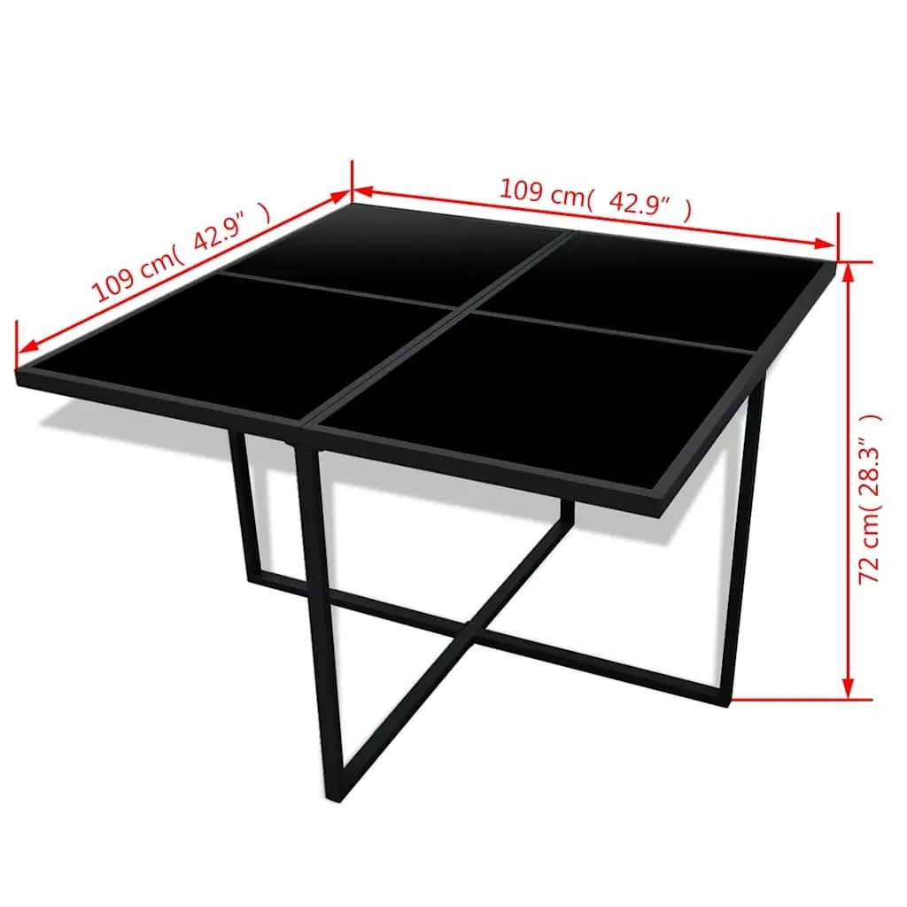 Outdoor Dining Set 9 Piece Rattan Garden Furniture Black PE Rattan Powder Coated Steel