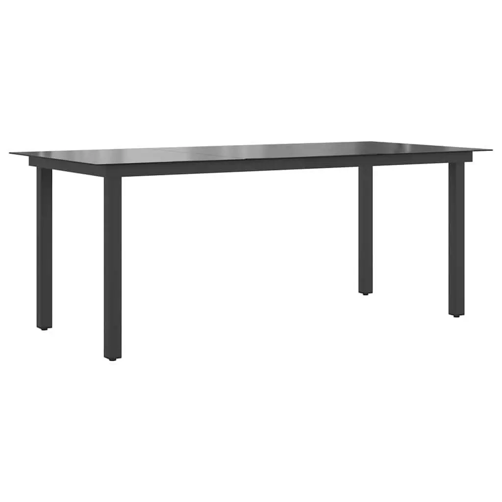 Outdoor Dining Table Weather Resistant Black Glass Top Aluminium Frame