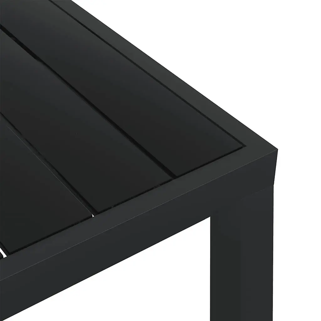 Outdoor Garden Table Weather Resistant 80x80x74cm Black WPC Aluminium Frame