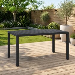 Garden Outdoor Table Black 150x90x74cm Aluminium Frame WPC Tabletop Patio