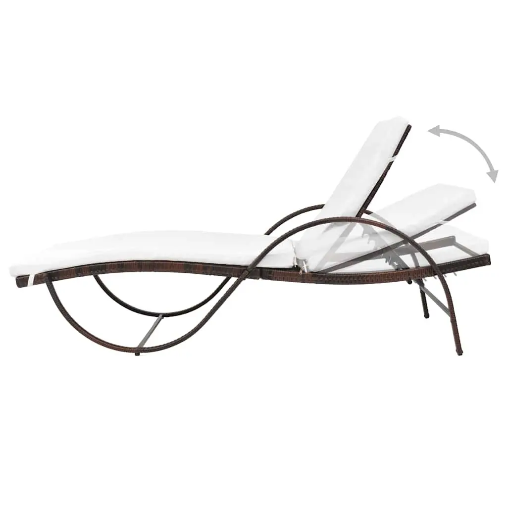 Sun Lounger Outdoor Garden Reclining Chair with Cushion Brown