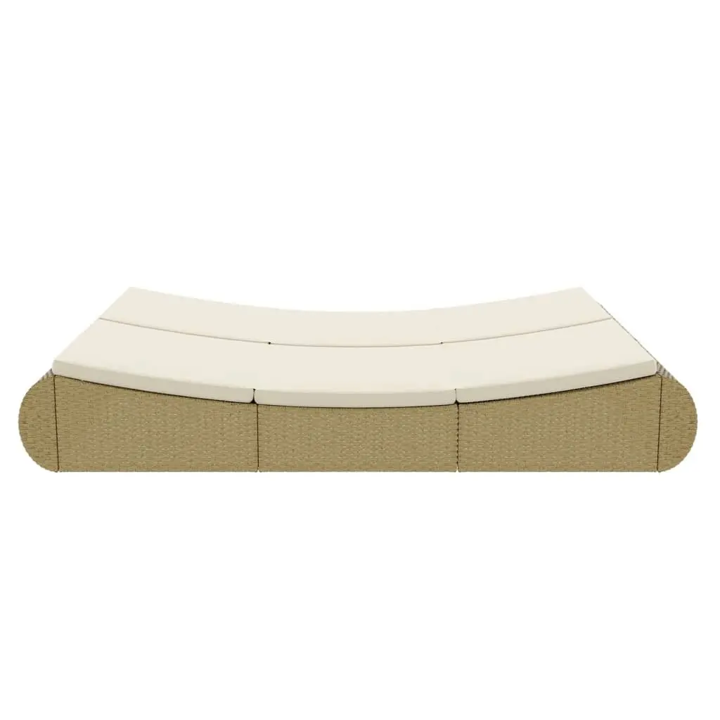 Outdoor Lounge Bed Rattan Weather-Resistant Beige Adjustable Backrest