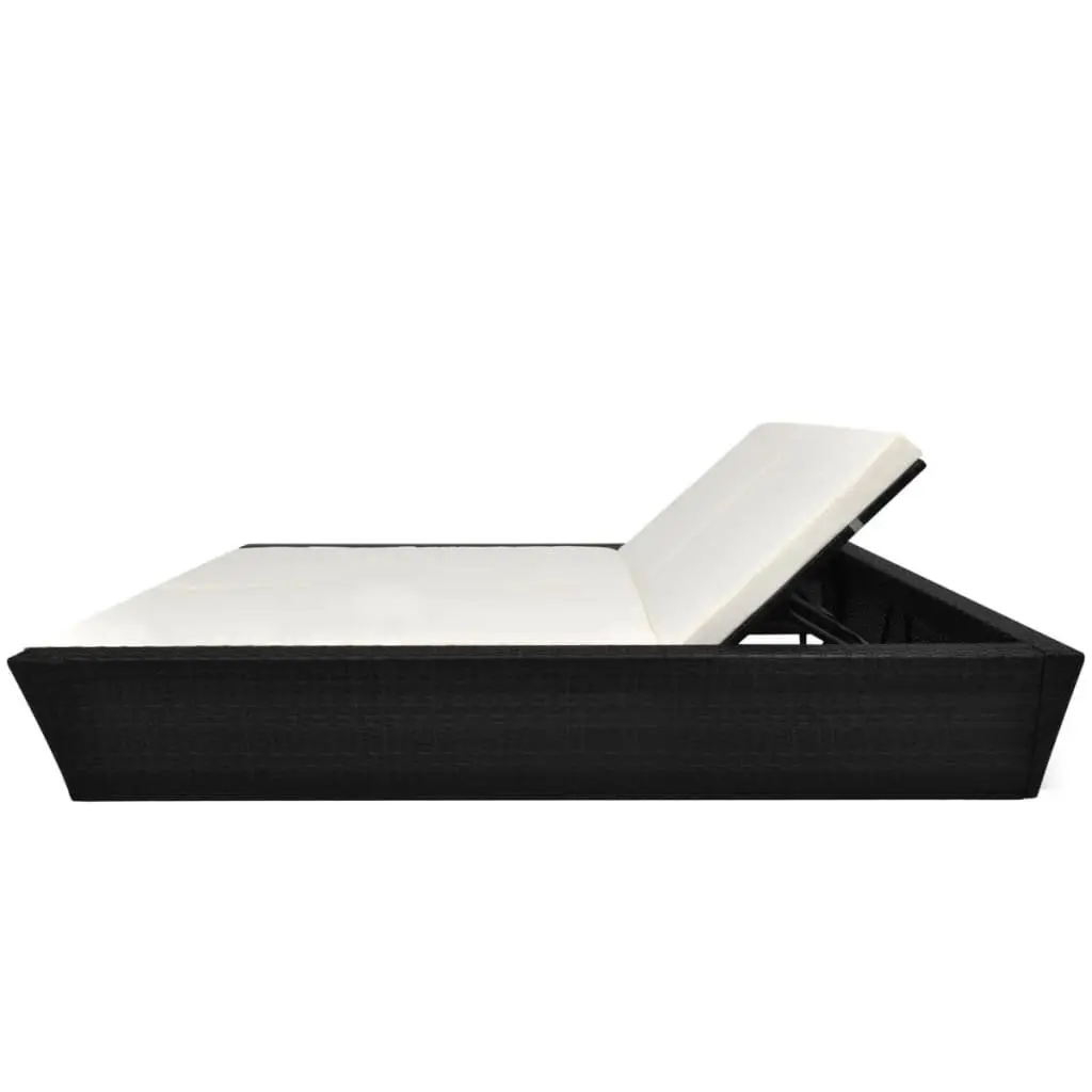 Outdoor Lounge Bed Double Daybed Weather-resistant PE Rattan Black