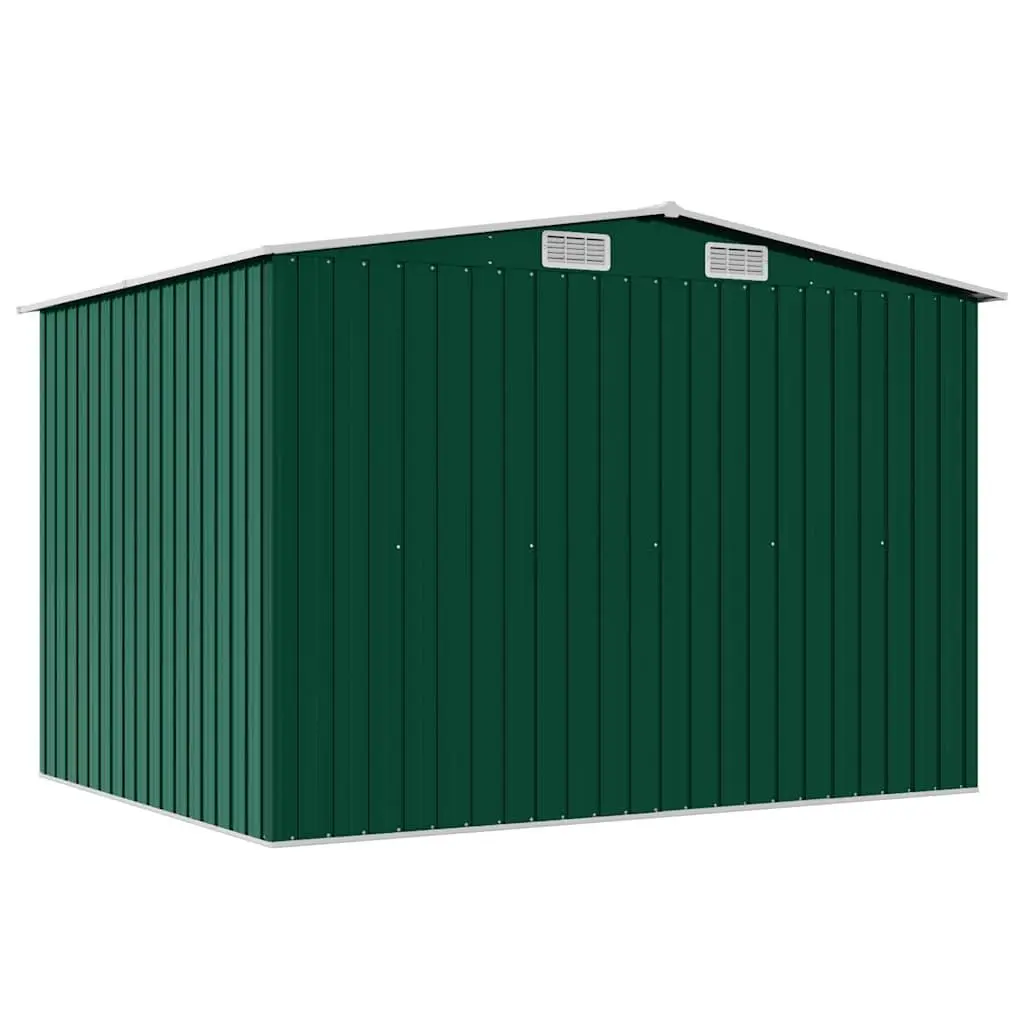 Metal Garden Storage Shed Green Outdoor Structures Double Sliding Doors