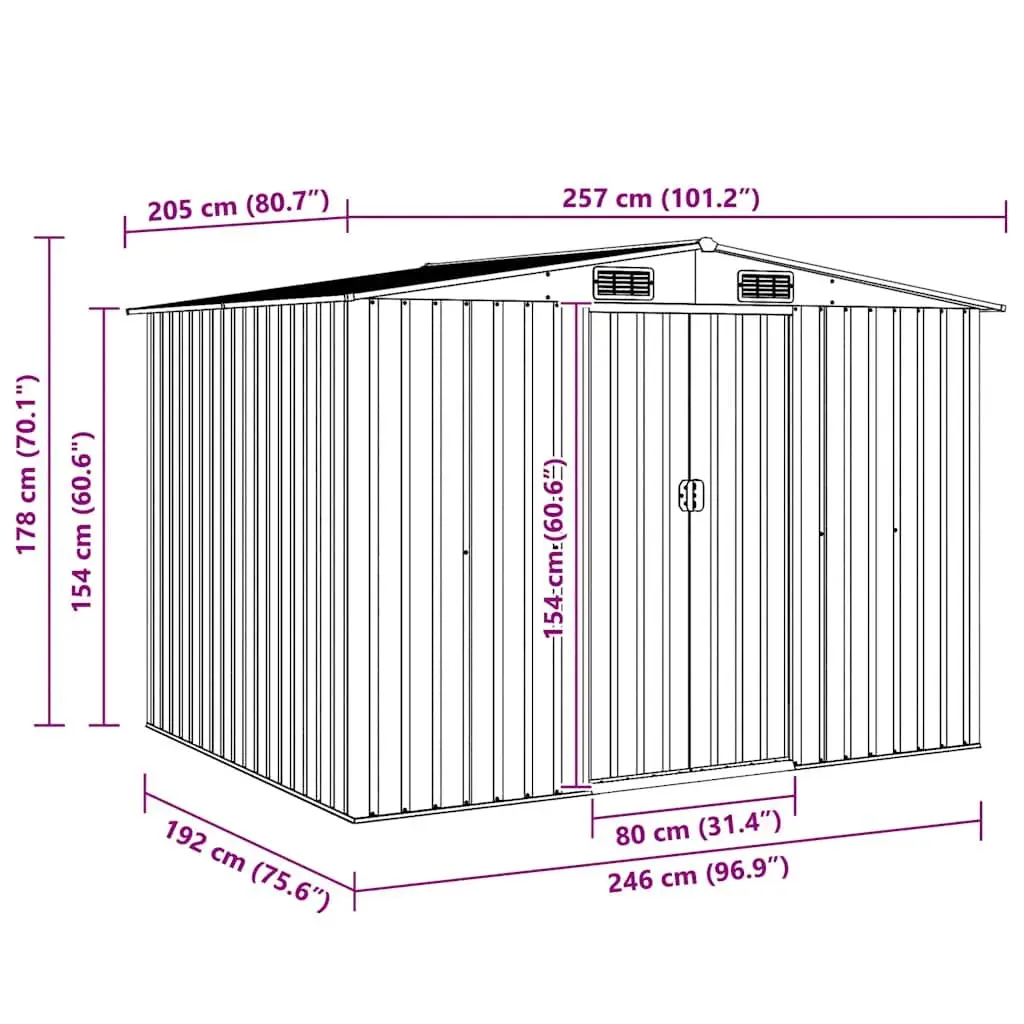 Metal Garden Storage Shed Green Outdoor Structures Double Sliding Doors