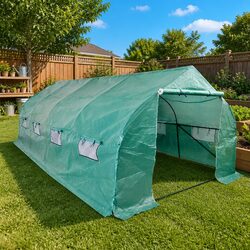 Polytunnel Greenhouse Walk-in 18m² Portable Steel Frame Garden Plant Protection