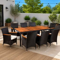 Outdoor Dining Set 9 Piece Poly Rattan Table Chairs Cushions Garden Patio