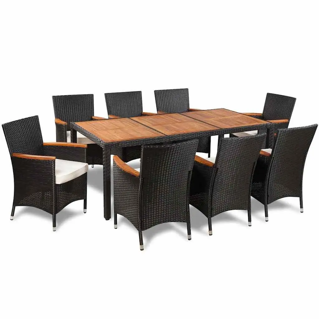 Outdoor Dining Set 9 Piece Poly Rattan Table Chairs Cushions Garden Patio