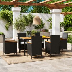 Outdoor Dining Set 7 Piece Poly Rattan Table 6 Chairs Cushions Garden Patio