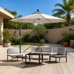 Hanging Garden Parasol 300cm Outdoor Umbrella LED Lighting Solar Powered Shade