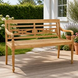 Outdoor Bench 120cm 2-Seater Garden Patio Furniture Teak Wood Backyard Seating
