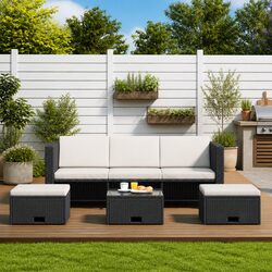 4 Piece Garden Lounge Set Outdoor Furniture Poly Rattan Sofa with Cushions Black