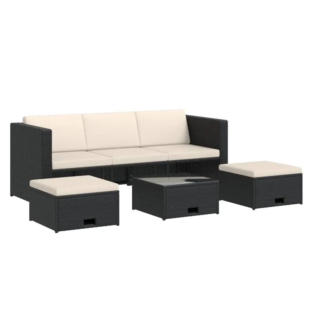 4 Piece Garden Lounge Set Outdoor Furniture Weather-resistant PE Rattan Sofa with Cushions Black