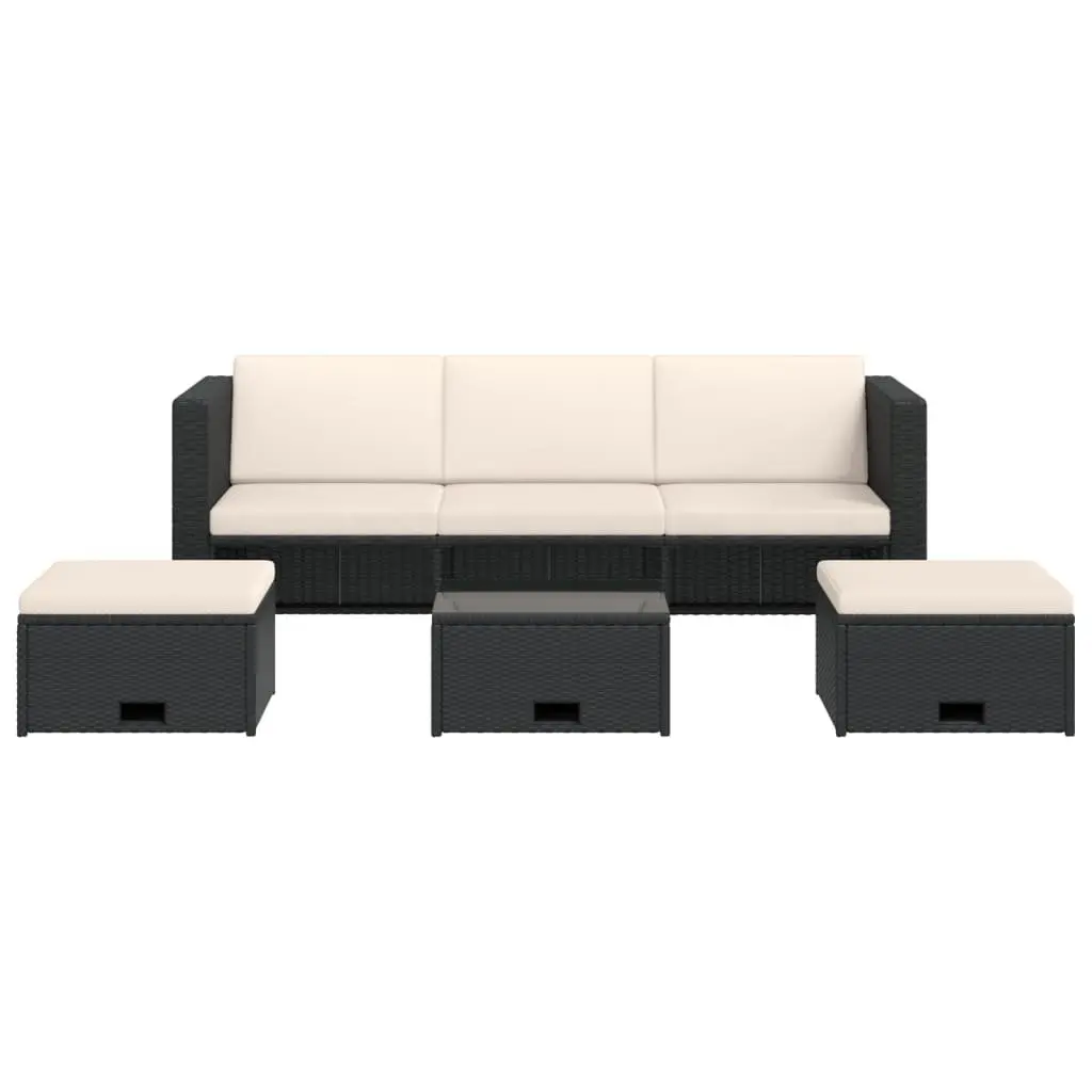 4 Piece Garden Lounge Set Outdoor Furniture Weather-resistant PE Rattan Sofa with Cushions Black