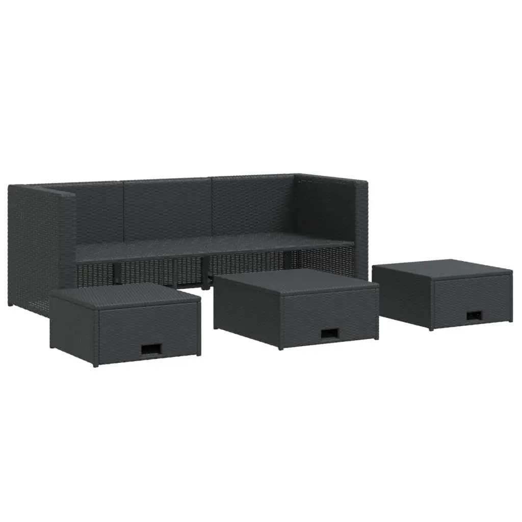 4 Piece Garden Lounge Set Outdoor Furniture Weather-resistant PE Rattan Sofa with Cushions Black