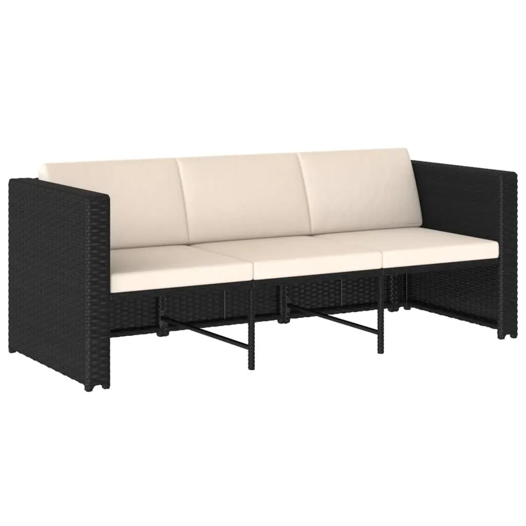 4 Piece Garden Lounge Set Outdoor Furniture Weather-resistant PE Rattan Sofa with Cushions Black