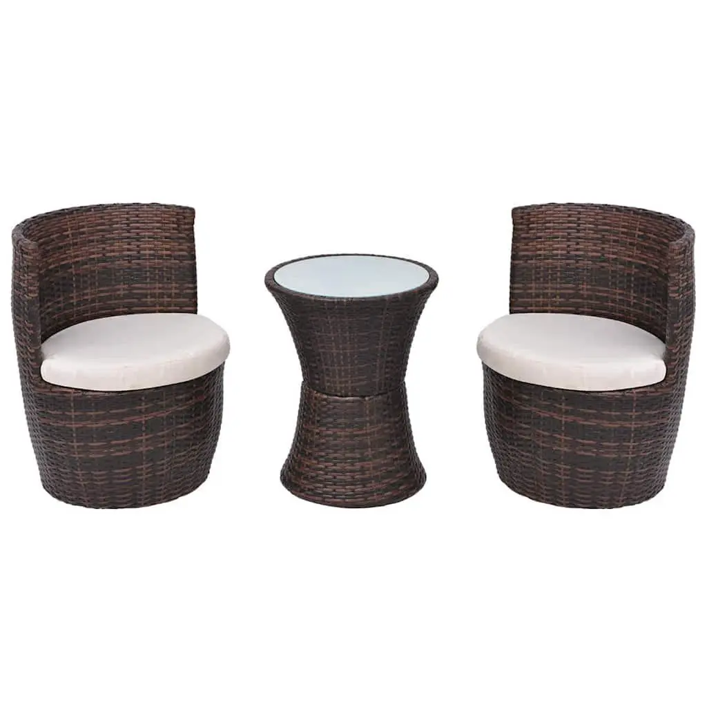 3 Piece Bistro Set Outdoor Garden Patio Furniture Rattan Table Chairs Cushions