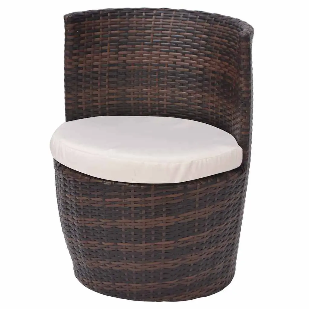 3 Piece Bistro Set Outdoor Garden Patio Furniture Rattan Table Chairs Cushions
