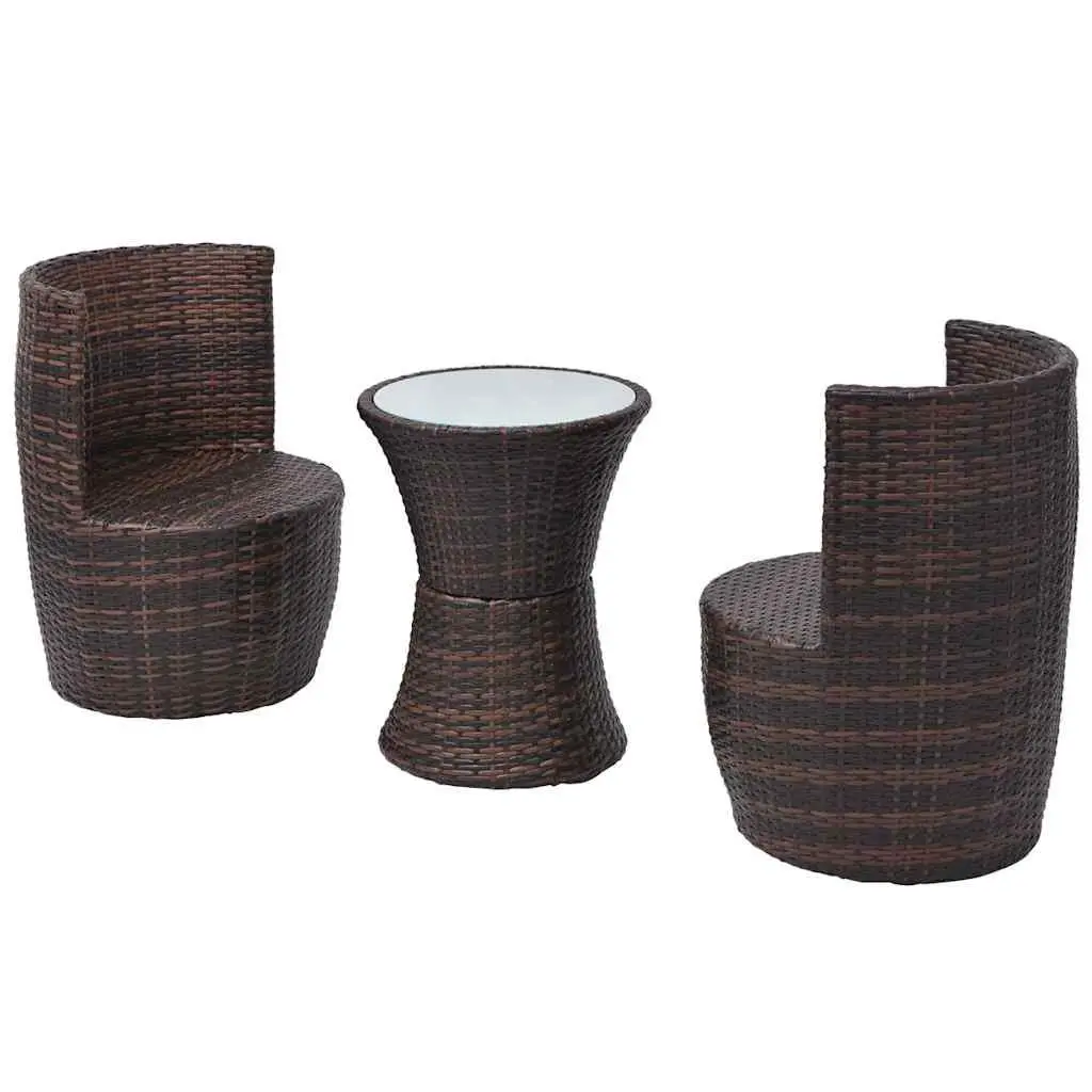 3 Piece Bistro Set Outdoor Garden Patio Furniture Rattan Table Chairs Cushions