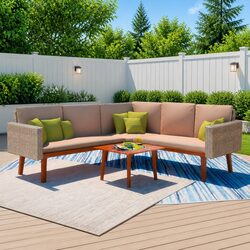 Garden Lounge Set 4 Piece Outdoor Furniture Poly Rattan Patio Sofa with Cushions