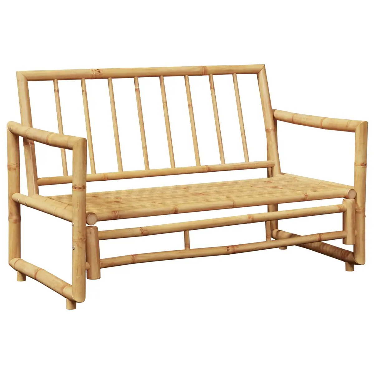 Bamboo Outdoor Bench 2 Seater with Removable Cushions Brown