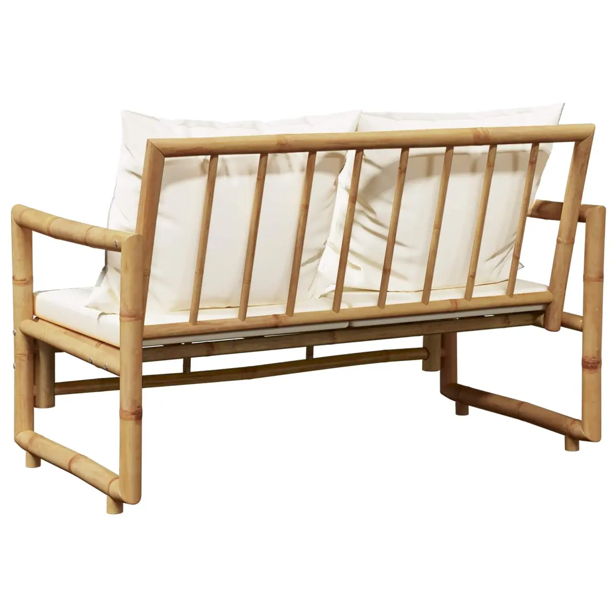 Bamboo Outdoor Bench 2 Seater with Removable Cushions Brown