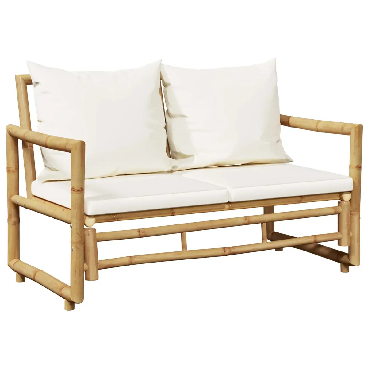 Bamboo Garden Lounge Set Outdoor Furniture 4 Piece with Cushions Brown