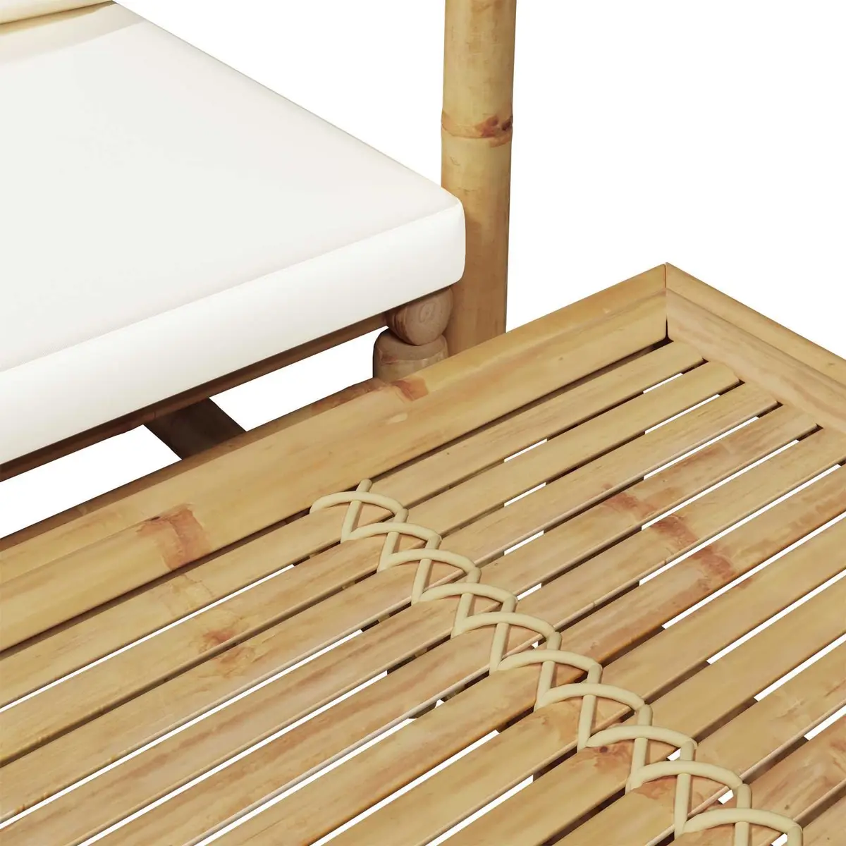 Bamboo Garden Lounge Set Outdoor Furniture 4 Piece with Cushions Brown