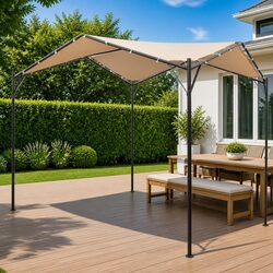 Gazebo Pavilion Tent Canopy 4x4 m Steel Frame Outdoor Shelter Beige