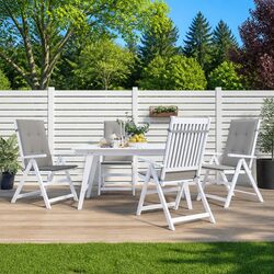 Garden Highback Chair Cushions 4 Pieces Grey 120x50x3 cm Outdoor Patio Seat Pad