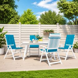Highback Chair Cushions 4 pcs Blue 120x50x3 cm Outdoor Garden Patio Seating Pad