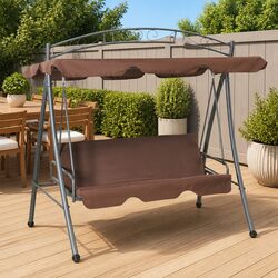 Outdoor Convertible Swing Bench Canopy Porch Garden Furniture Brown Seater