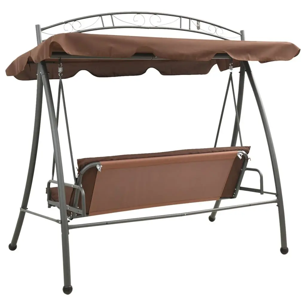 Outdoor Convertible Swing Bench Canopy Brown Garden Furniture