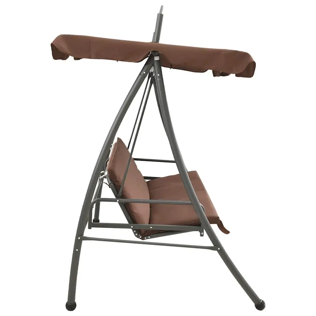 Outdoor Convertible Swing Bench Canopy Brown Garden Furniture