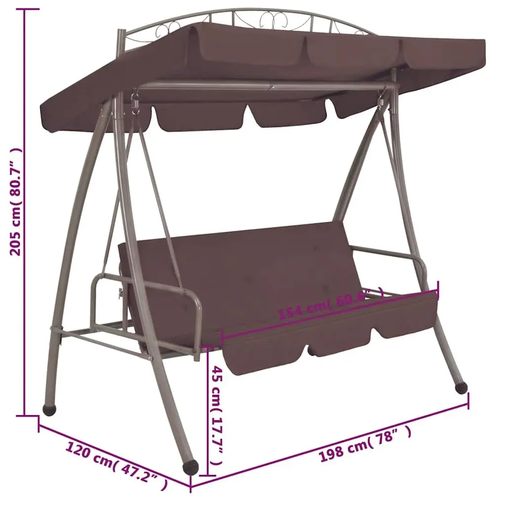 Outdoor Convertible Swing Bench Canopy Brown Garden Furniture