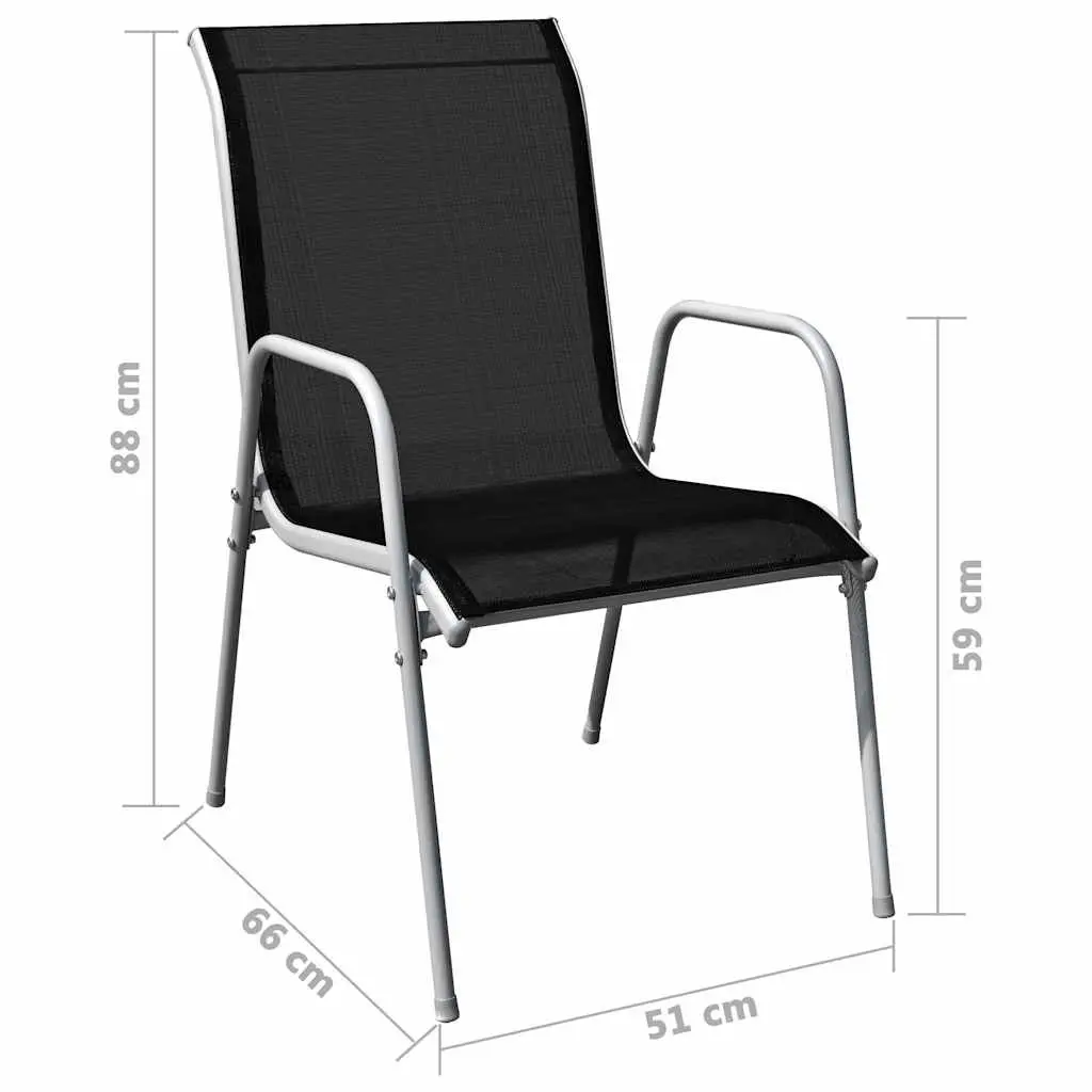 Outdoor Dining Set 5 Piece Garden Furniture Table with 4 Stackable Chairs Grey