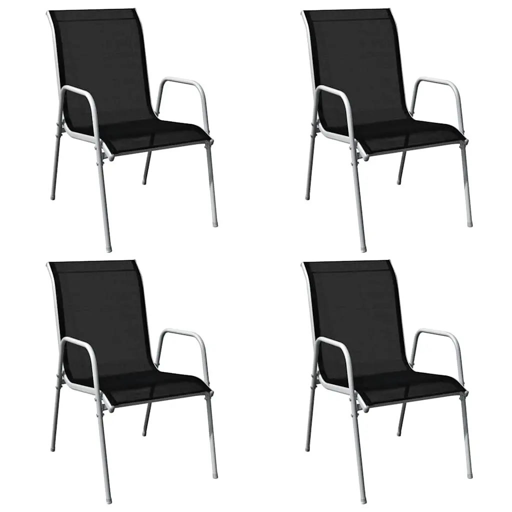 Outdoor Dining Set 5 Piece Garden Furniture Table with 4 Stackable Chairs Grey