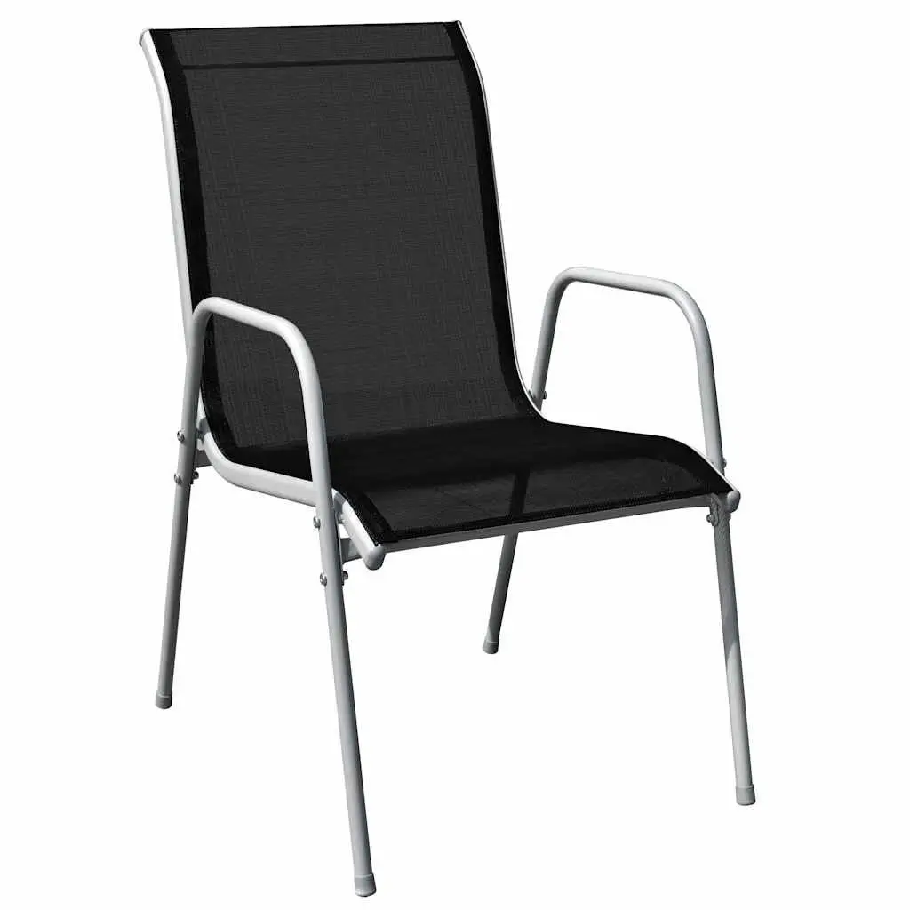 Outdoor Dining Set 5 Piece Garden Furniture Table with 4 Stackable Chairs Grey