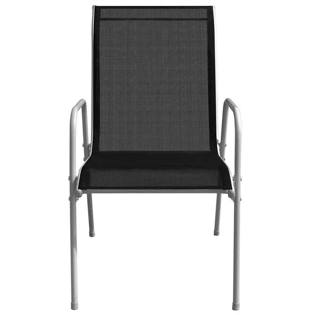 Outdoor Dining Set 5 Piece Garden Furniture Table with 4 Stackable Chairs Grey