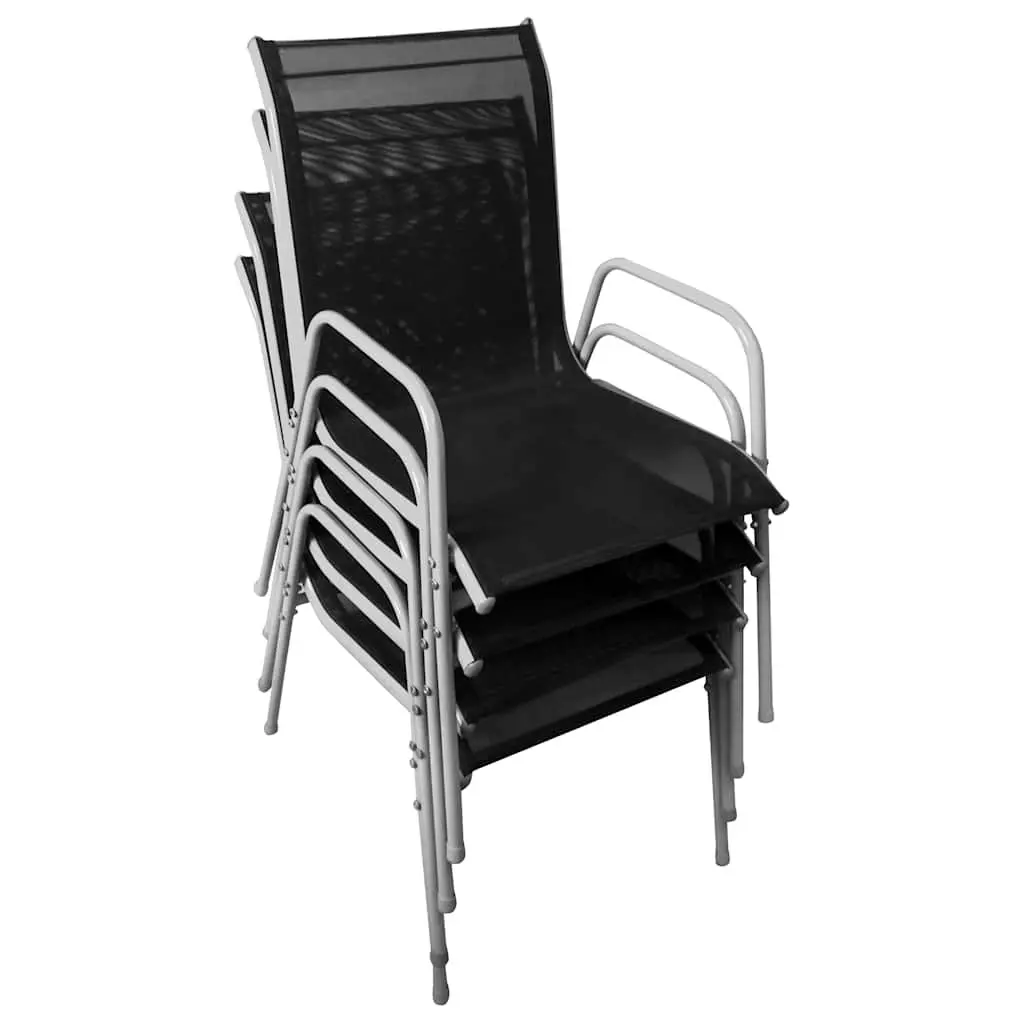 Outdoor Dining Set 5 Piece Garden Furniture Table with 4 Stackable Chairs Grey