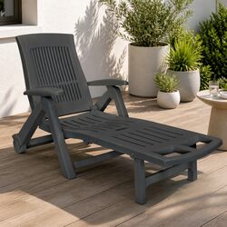 Sun Lounger with Footrest Outdoor Deck Chair Reclining Chaise Garden Patio Seat