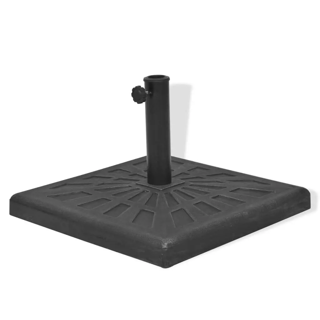 Parasol Base Weather Resistant Square Resin Umbrella Stand with Locking Bolt 57 mm Tube Black