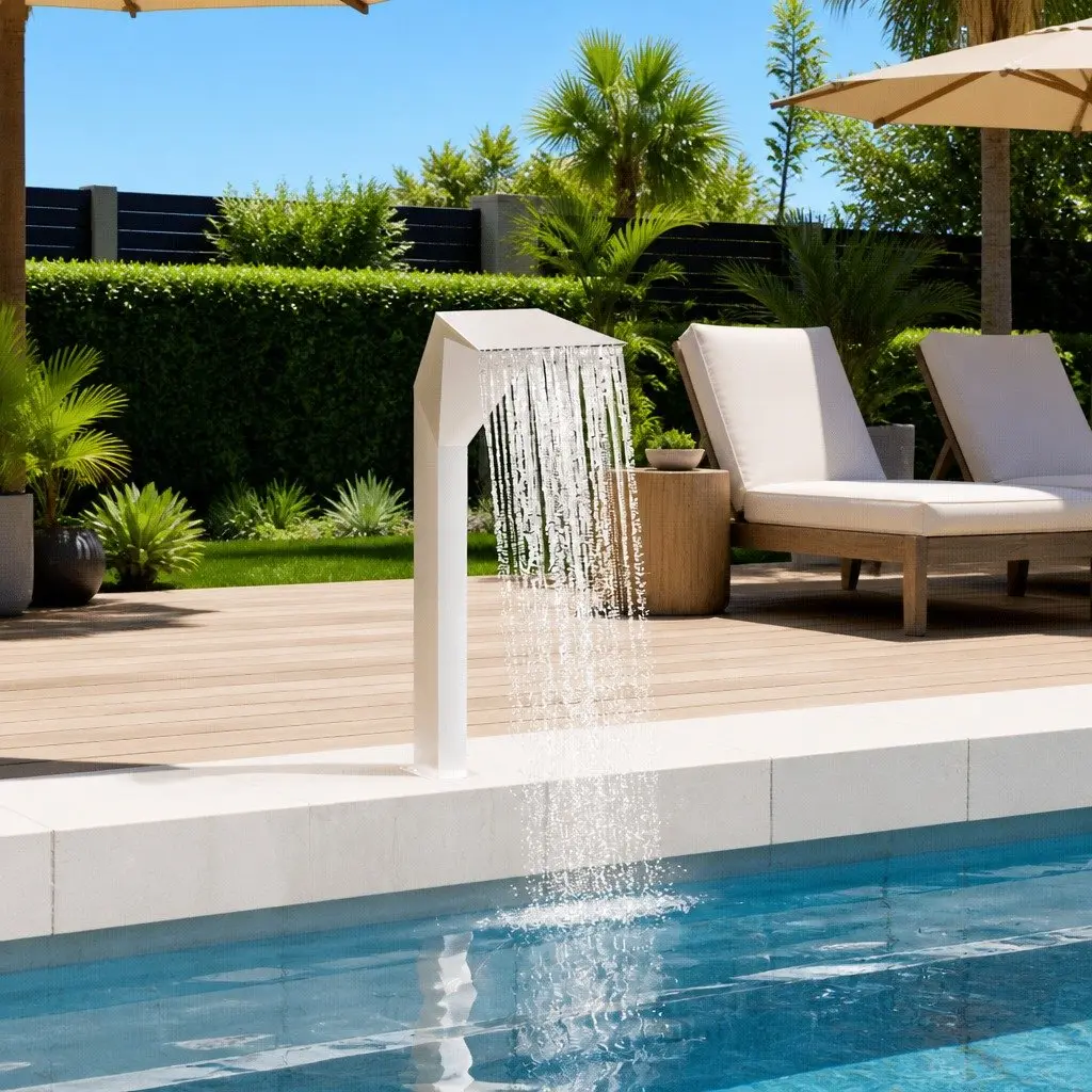 Pool Fountain Water Feature Silver Stainless Steel Outdoor Garden Decor