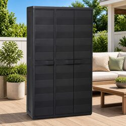 Garden Storage Cabinet 4 Shelves Black Outdoor Patio Organiser Locker Box
