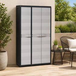 Garden Storage Cabinet 4 Shelves Outdoor Patio Organiser Grey Lockable