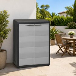 Garden Storage Cabinet with Adjustable Shelf Outdoor Patio Organization Black