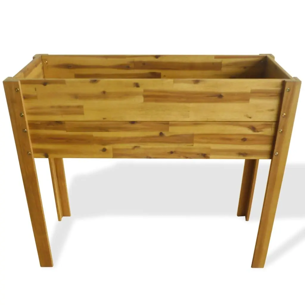 Raised Garden Bed Solid Wood Planter Outdoor Flower Plant Container Brown