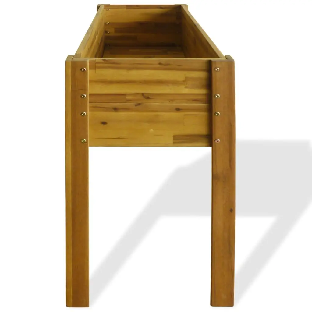 Raised Garden Bed Solid Wood Planter Outdoor Flower Plant Container Brown