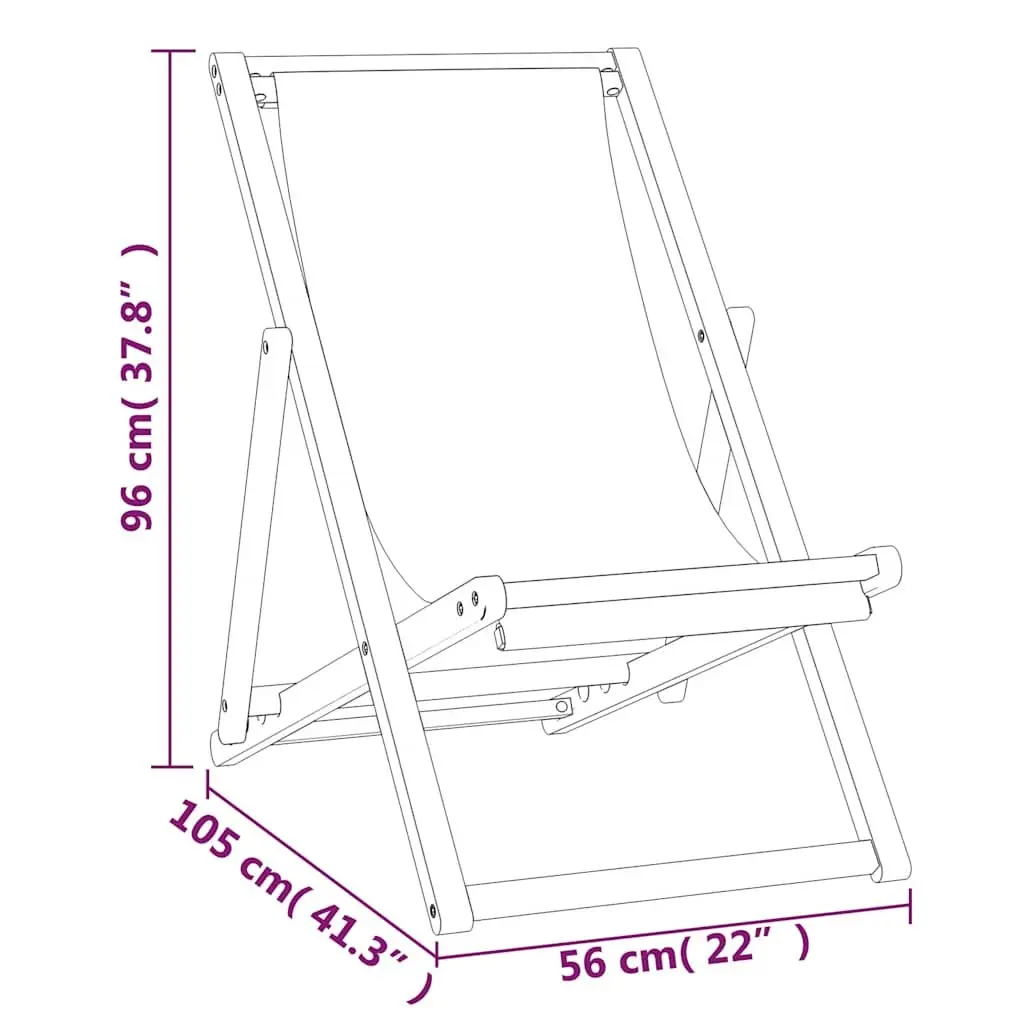 Deck Chair Teak Adjustable Backrest Folding Cream Outdoor Garden Furniture