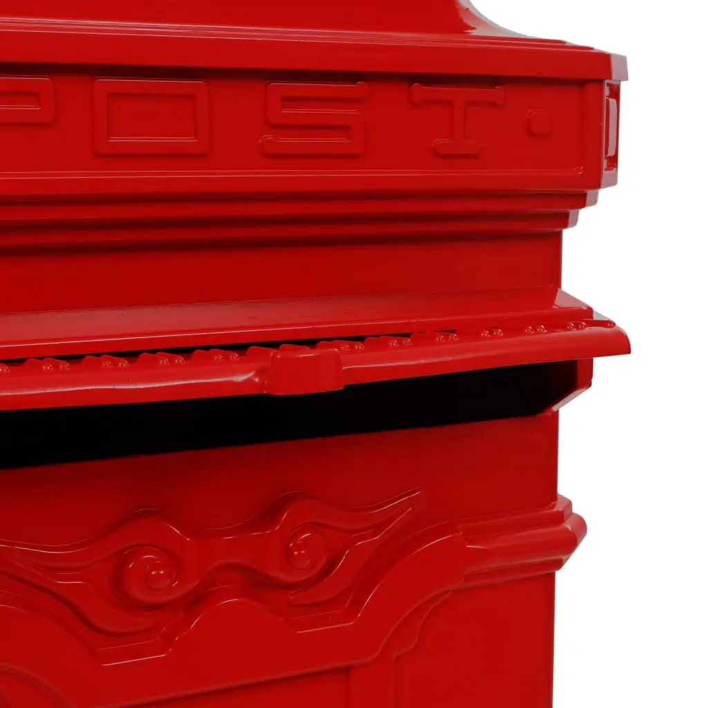 Pillar Letterbox Vintage Style Red Outdoor Mail Post Box Garden Decor